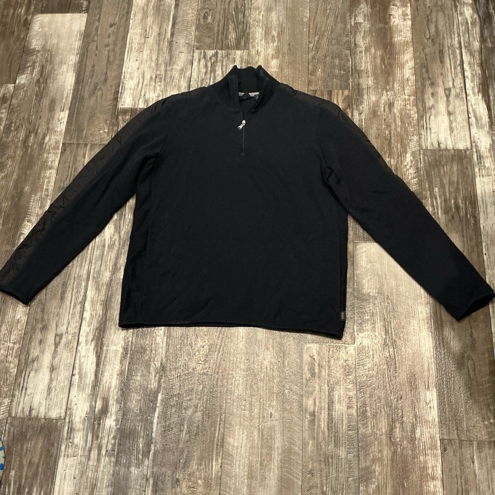 Boss Navy Quarter-Zip Sweater Size Large